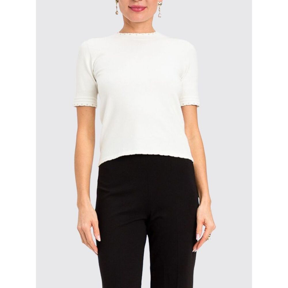 Twinset Women Studded Slim Fit Knit Top Twinset In Viscose Blend
